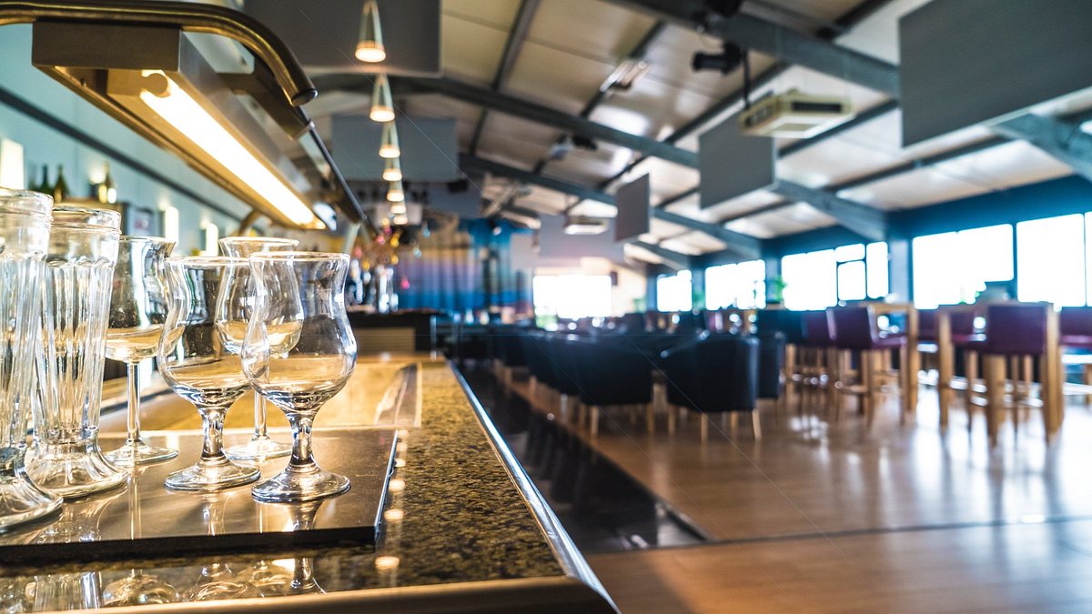 Inside restaurant with tables The View - Brynrodyn Borth